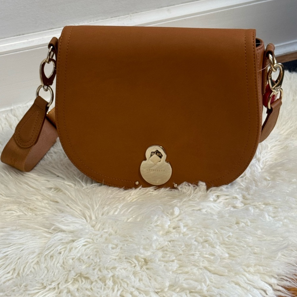 Longchamp Brand New! Brown Leather Crossbody Bag